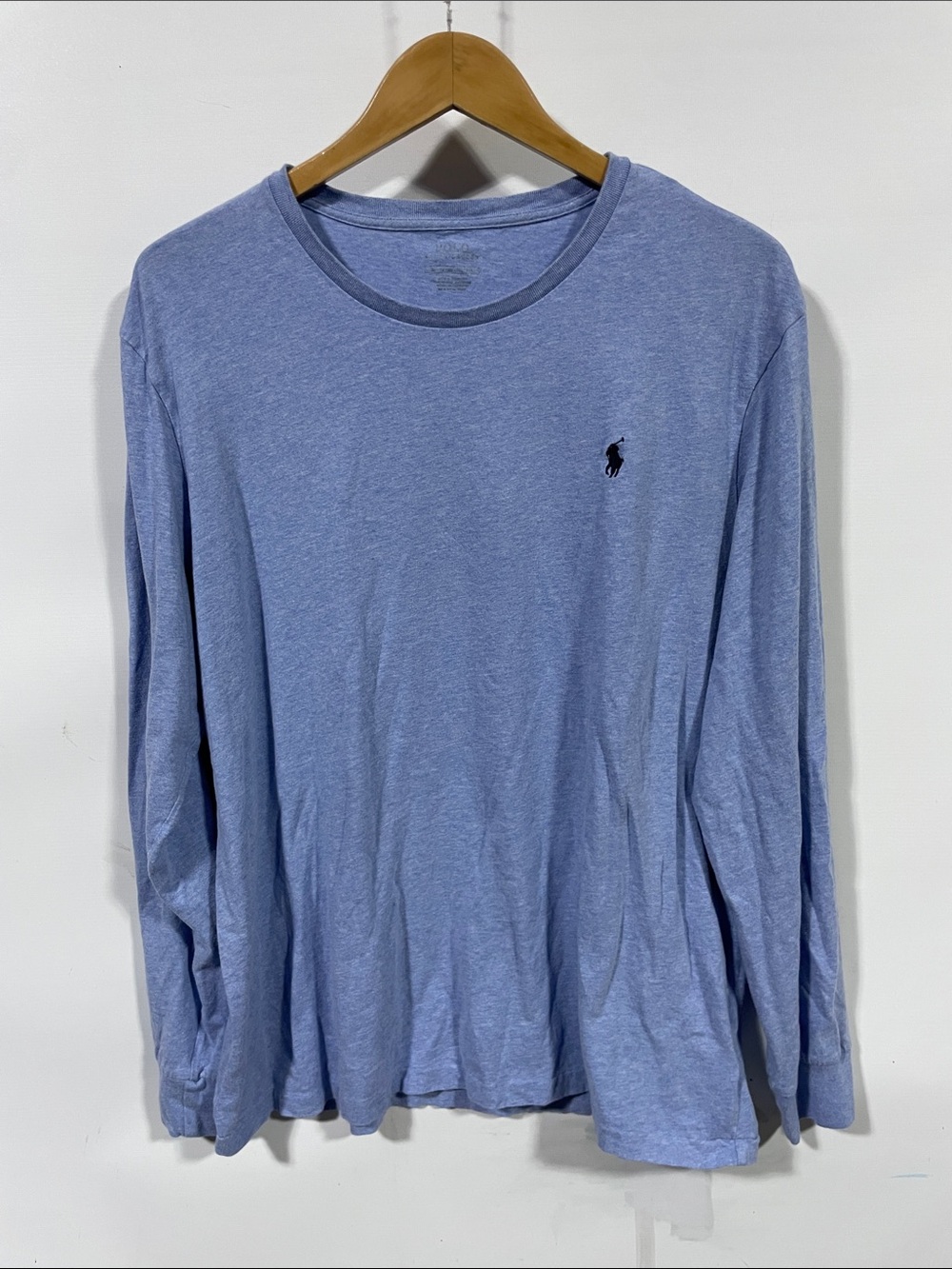 Polo Ralph Lauren Long Sleeve Crewneck Shirt - Sky Blue with Navy Logo